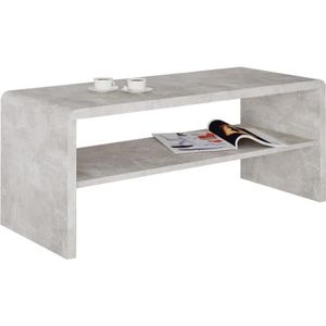 TABLE BASSE Table basse LOUNA, table de salon rectangulaire ou meuble TV de 100 cm avec 1 étagère de rangement, en mélaminé décor béton