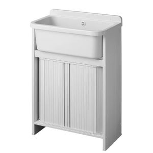 MEUBLE SOUS-ÉVIER Bac à laver avec meuble économie de place en PVC blanc 55x35 cm - IDRALITE - Modèle Orazio