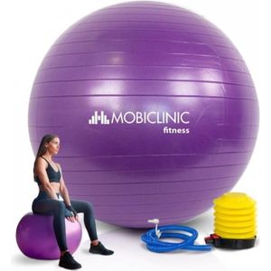 BALLON SUISSE-GYM BALL Ballon Pilates MOBICLINIC 58 cm Anti-dérapant Anti-crevaison Lavable Violet