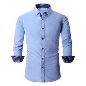 Chemise à col italien Coton Ermenegildo Zegna pour homme en coloris Bleu Homme Vêtements Chemises Chemises casual et boutonnées 