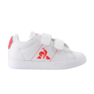 BASKET Baskets bébé fille Le Coq Sportif Courtclassic - blanc - Cuir - Scratch - Logo brodé