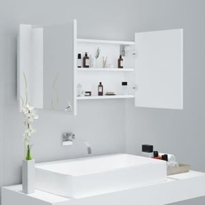 COLONNE - ARMOIRE SDB Armoire de salle de bain à miroir à LED Blanc 90x12x45 cm FAS