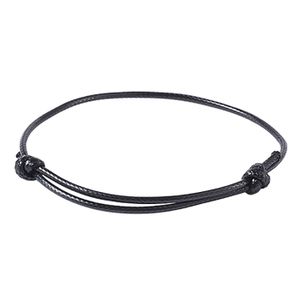 BRACELET - GOURMETTE Zense - Bracelet fin noir pour homme en corde ciré