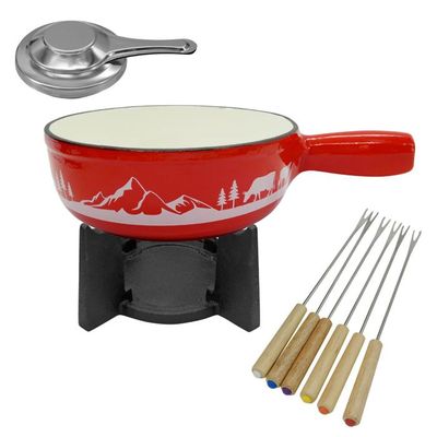 Tasse à Fondue Au Chocolat En Céramique - Mini Pot Avec Fourchette Et Cuillère - Pour Dessert, Saint-Valentin, Halloween - Fait Main, 19x14x10 Cm