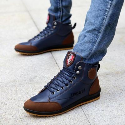 Hommes running chaussures mode haute aide sneakers casual marche