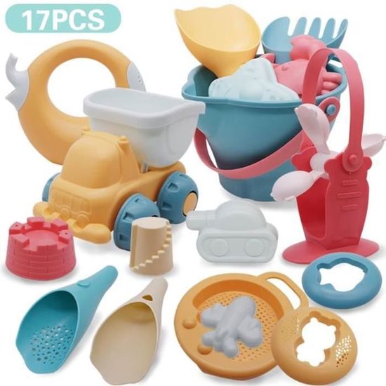Kit De Plage LUFEIS En Silicone, 8 Pièces : Seau, Pelle, Moules Animaux (dauphin, Tortue, Crabe) Et Sac De Rangement