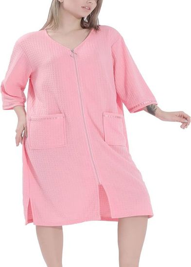 FEOYA Robe De Chambre Femme Fermeture Eclair Eté Peignoir De Bain