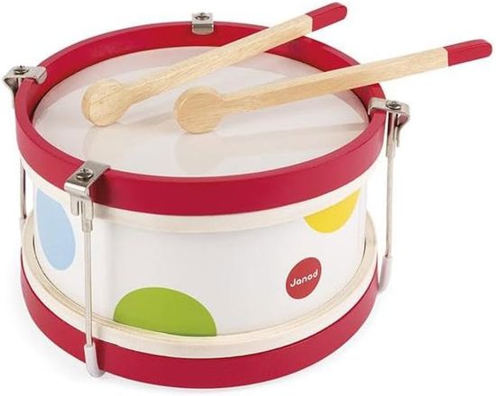 Tambour En Bois Janod Sunshine - Jouet D'Éveil Musical Pour Enfants Dès 18 Mois - Avec Baguettes