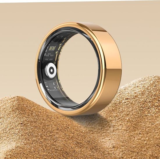 Bague Connectée HGTRH – Moniteur Fréquence Cardiaque, Sommeil, Pas – Design Fin Or, étanche IP68, Bluetooth 5.4