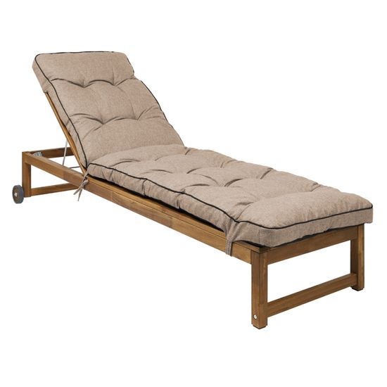 Coussin Chaise Longue Bjird 200x55 Cm - Motif Matelassé - Résistant à L'Eau Et UV - Intérieur/Extérieur - Graphite