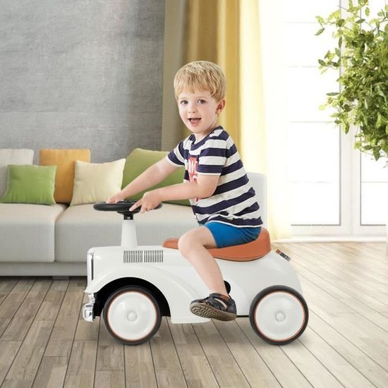 Porteur enfant de 1 à 3 ans voiture avec roue multidirectionnelle 59x29x37 cm blanc
