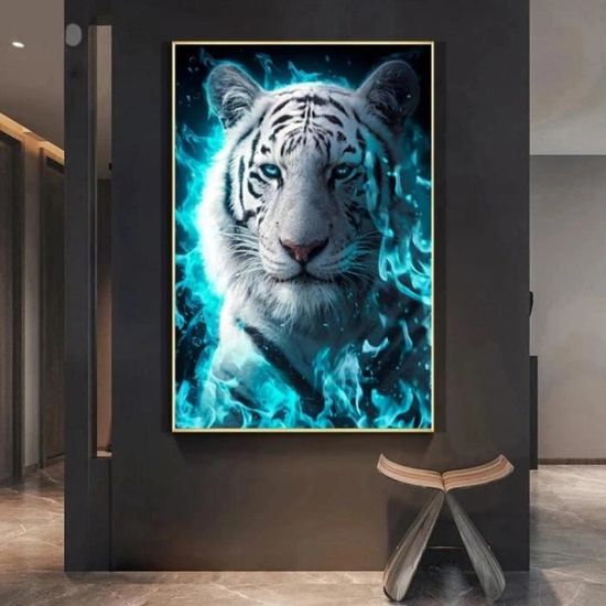 Tigre Sous L'Eau Peinture Diamant, 5D Diamond Painting Complet Tigre, Diamant Strass Point De