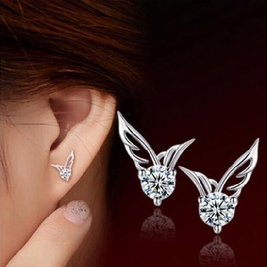 Boucles D'oreilles Ailes De Fée En Argent 925 | Fermoir Clous | Neuf Avec étiquettes