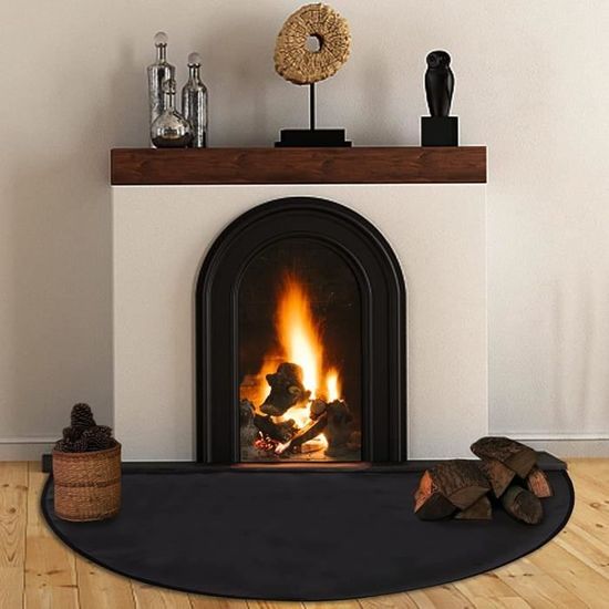 Tapis Ignifugé Demi-Rond 102x50 Cm - Pour Cheminée, Poêle, Barbecue, Protection Sol Haute Température