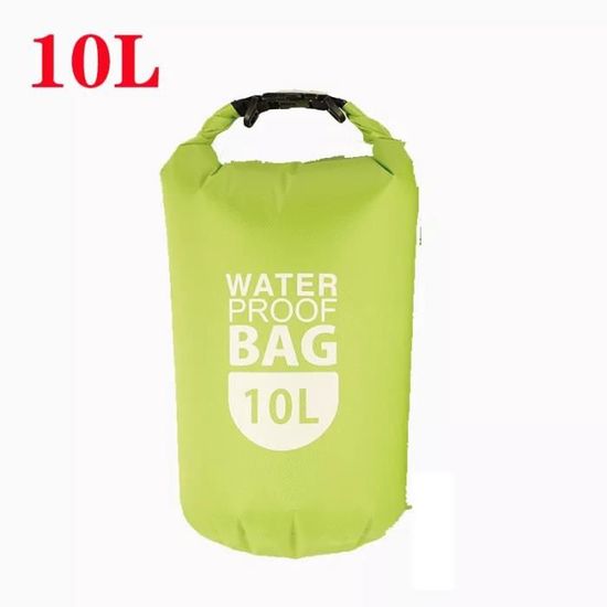 Sac étanche Volakebeing - 10L - Taffetas Polyester 210T - Fermeture Rapide - Pour Randonnée, Kayak, Pêche - Vert Brillant