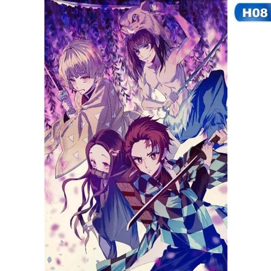Autocollant Demon Slayer Peinture Diamant Demon Slayer 5D - Kit Créatif 30x40cm Avec 1000 Strass Diamond Painting Manga