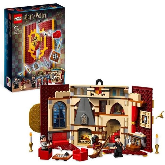 LEGO® Harry Potter 76409 Le Blason de la Maison Gryffondor, Jouet avec 3 Minifigurines, Château de Poudlard
