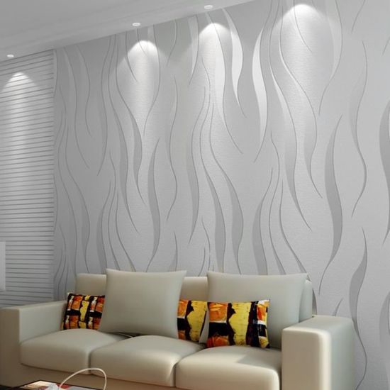 10m papier peint 3D intissé moderne pour salon chambre Gris argent 