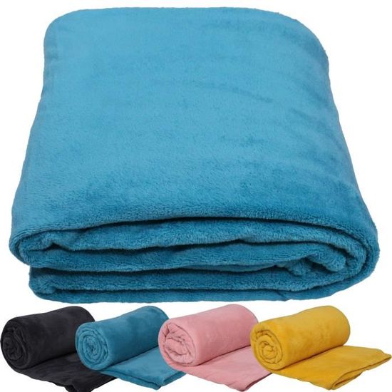 Plaid Couverture Peluche Super Douce 70x100cm Bleu Marin - Morbuy Toison De Corail Chaude Et Confortable