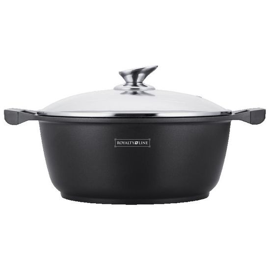 Poêle Induction - ROYAL SWISS - 20 Cm - Couvercle En Verre - Revêtement Marbre - Poignées Froides - Maison