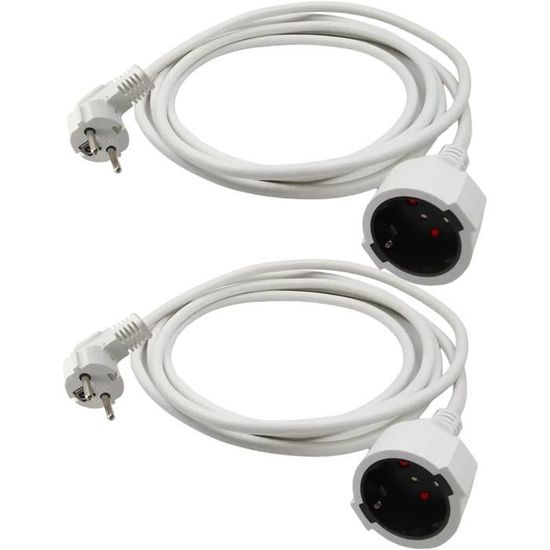 Rallonge électrique Multi-prises 6 Pieds - 16/2 - Blanche - Intérieur - UL Certifié