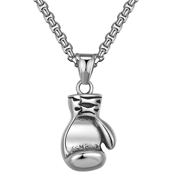 Collier Pendentif Pour Homme Flongo - Acier Inoxydable, Style Biker/boxe, Chaîne 55 Cm