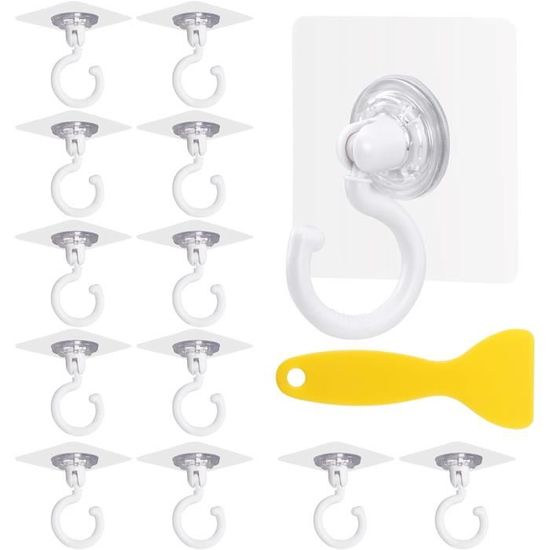 Crochets Auto-adhésifs Transparents, Rotation à 360 Degrés