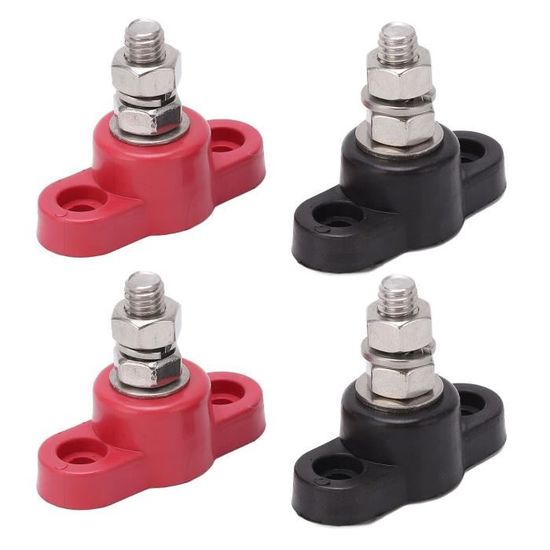 2 Pièces Bloc Distribution Alimentation M8 Noir Rouge, Bornier Jonction Positif Négatif DC 48V pour Batterie Voiture Caravane Bateau Remorque