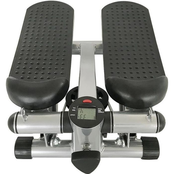 43 x 39 x 22 cm Mini Stepper Twister Fitness D'appartement Portantes Hydraulique 150kg Affichage Numérique Réglable Noir-Gris