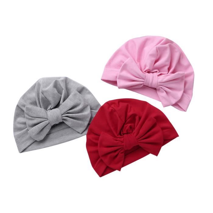 Dsaren 3 Pcs Turban Bebe Fille Naissance Chapeaux Bandeau Mignon Bonnet Indien Headwrap Nourrisson Accessoires Bilkvarteret Bebe