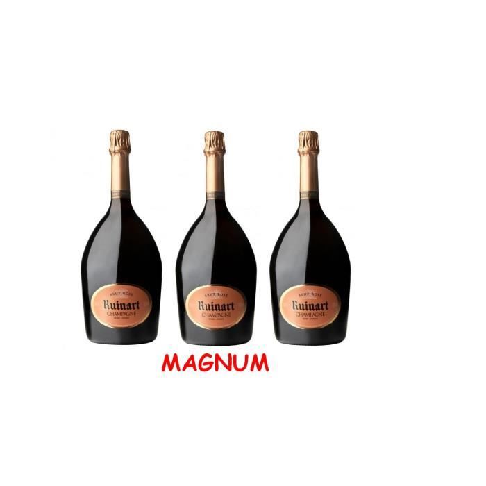 Lot de 3 Magnums de Champagne Ruinart Brut Rosé 1,5L