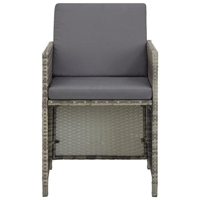 Super -Lot de 2 Chaises de jardin Fauteuil de Jardin - Chaise de Repose Chaise d'extérieur avec coussins Résine tressée Gris @977678