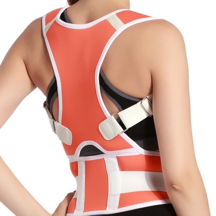 CEINTURE LOMBAIRE,Chaude hommes femmes adulte dos soutien bretelles réglable dos thérapie épaule magnétique Posture - Type Orange-S