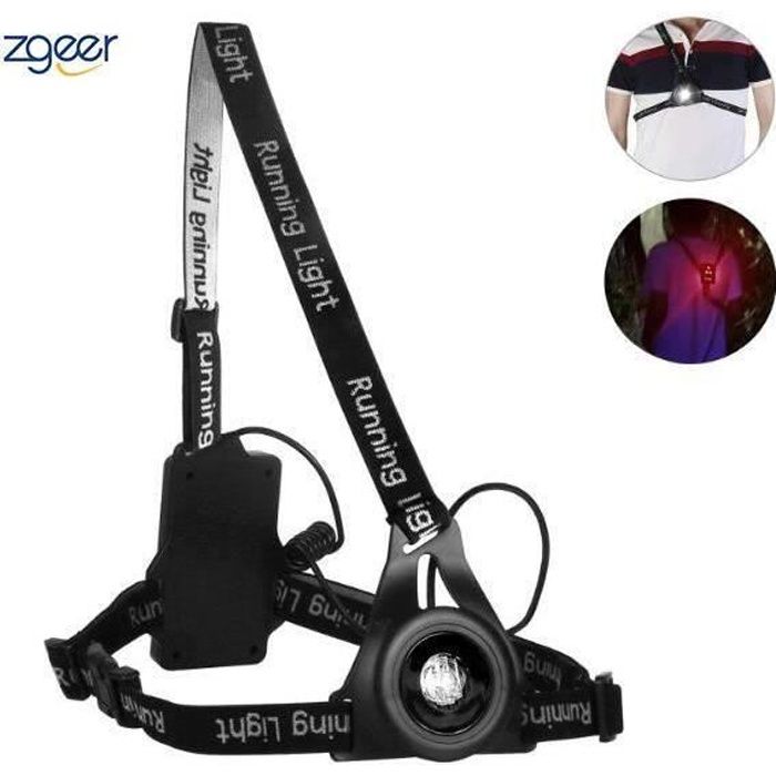 Eclairage pour Course, Lampe Frontale USB LED Rechargeable 3 Modes Running Eclairage de Poitrine Confortable et Idéal pour Jogging,