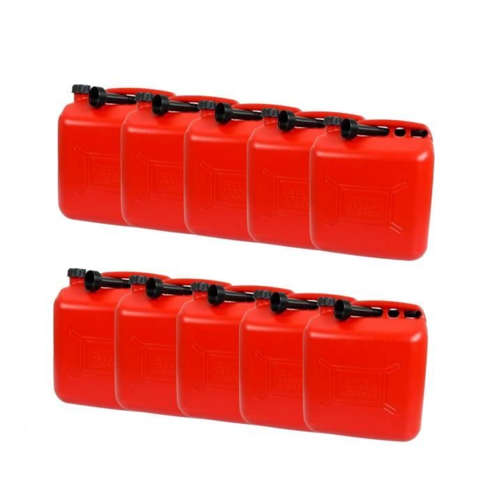 LOT de 10 Jerricans Plastique Rouge IMDIFA pour Hydrocarbures de 20L