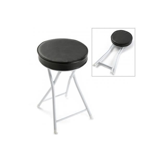 Tabouret Bain Rembourré Pliable Noir