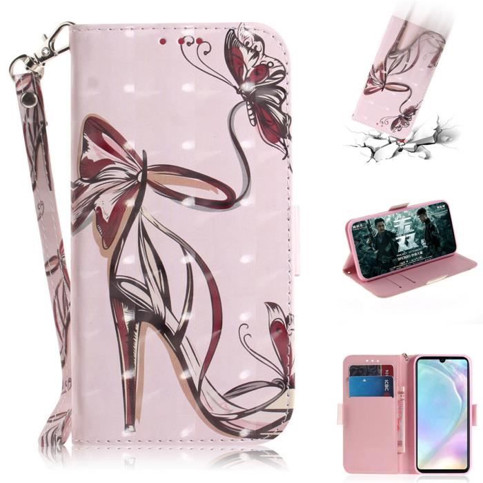 3D Visual Housse Huawei P30 (6.1-) Téléphone Protection, Mode PU Cuir Flip Antichoc Etui Huawei P30 -OLBA