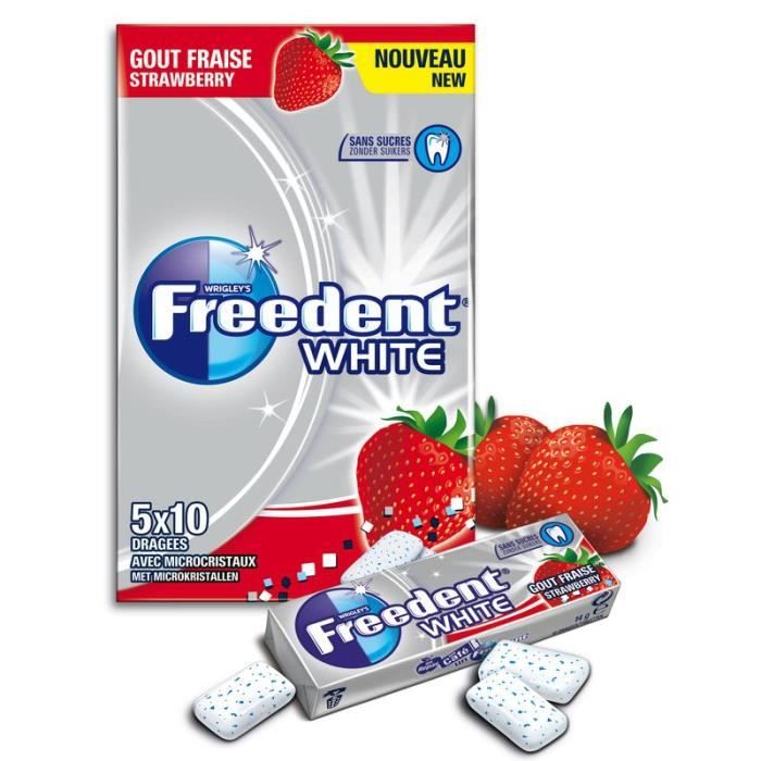 FREEDENT White Chewing-gum fraise Dragés 5x10 70g