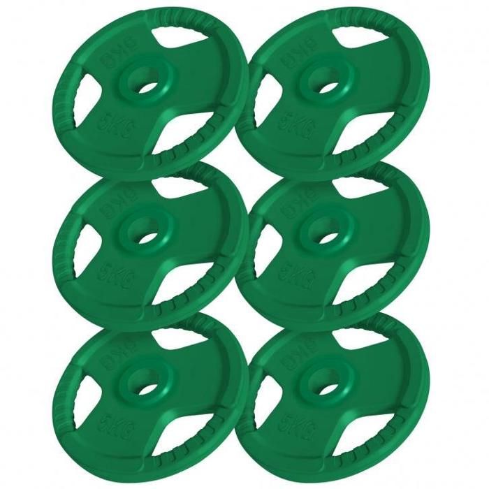 Lot de 6 x 5kg (30kg) en caoutchouc grip diamètre olympique de 51 mm