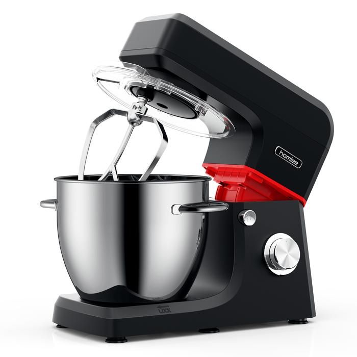 Homlee Robot patissier 1800W, SM-1511B Robot Multifonctions - 6 vitesses & Pulse - Bol 6.5 L - Noir