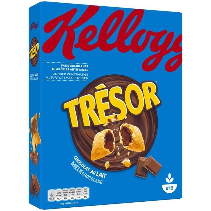LOT DE 2 - KELLOGG'S TRESOR : Céréales fourrées au chocolat au lait 375 g