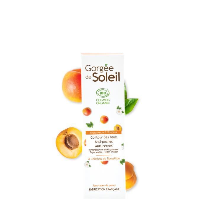Gorgee De Soleil Contour Des Yeux Anti-Poches & Cernes - Certifiée Bio Cosmos & Sud De France - Tous Types De Peaux (15ml)