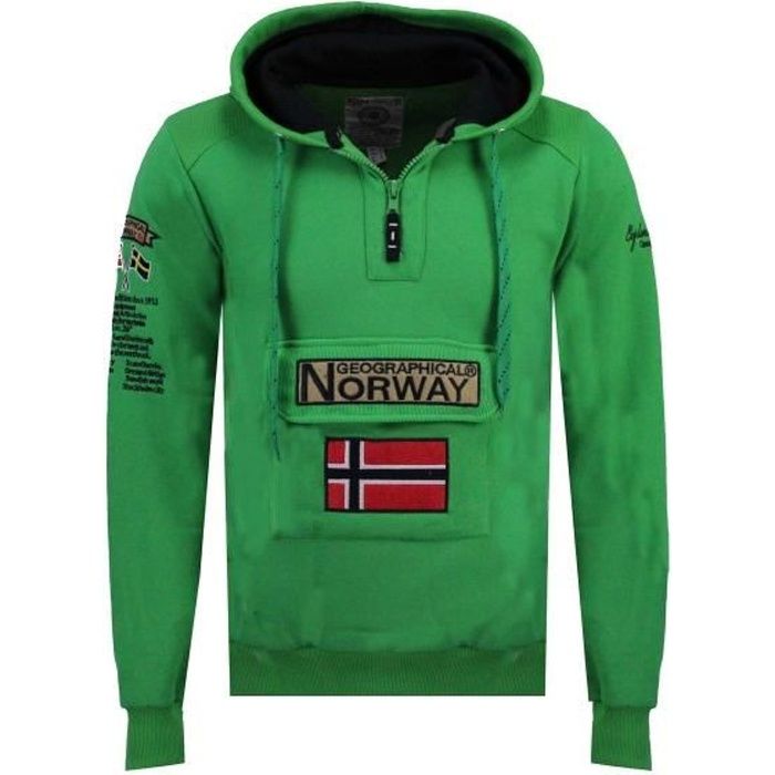 Sweat Homme Geographical Norway Gymclass Color Fluo Vert