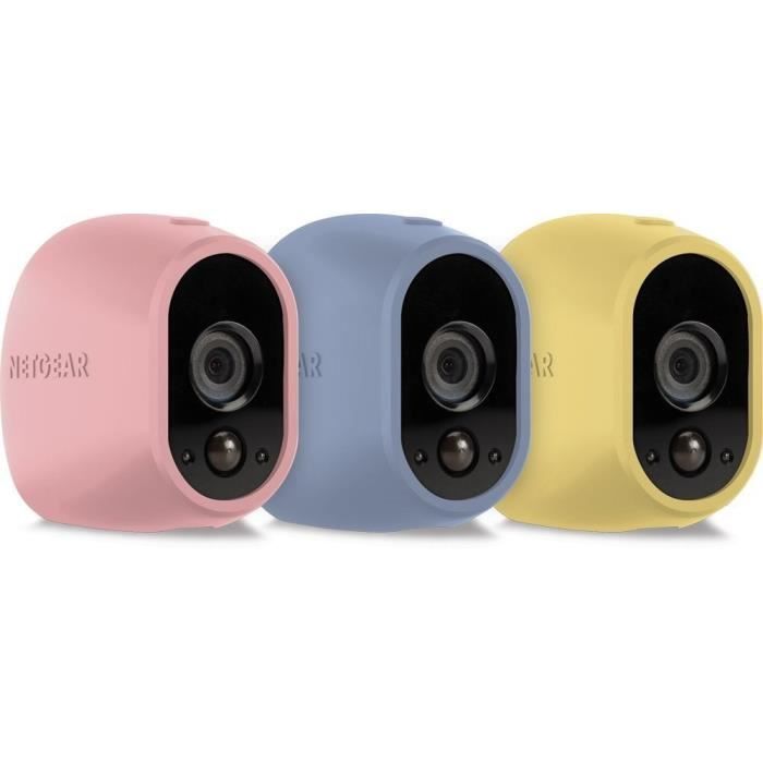 NETGEAR VMA1200C-10000S Pack de 3 Housses en silicone pour Caméra Arlo Pastelle/Rose/Jaune/Bleu