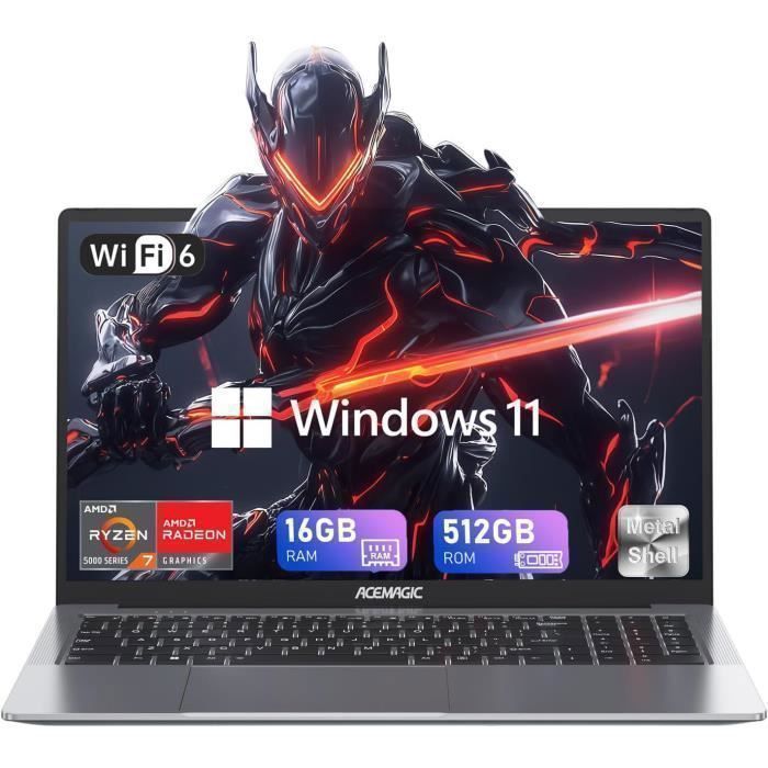 Ordinateur Portable Gaming ACEMAGIC Ryzen 7 6800H (4.7GHz) - 16Go DDR5, 512Go SSD, Radeon 680M, Écran 16" - 6