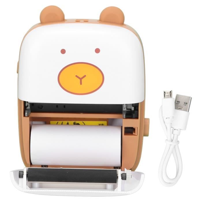 SURENHAP imprimante de poche Mini imprimante en forme d'ours mignon imprimante photo en plastique fil informatique imprimante