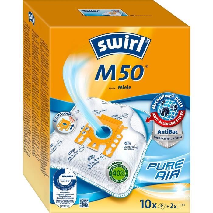 Swirl M50 Sacs à Aspirateur pour modèles de la marque MIELE Lot de 10 - 6762589