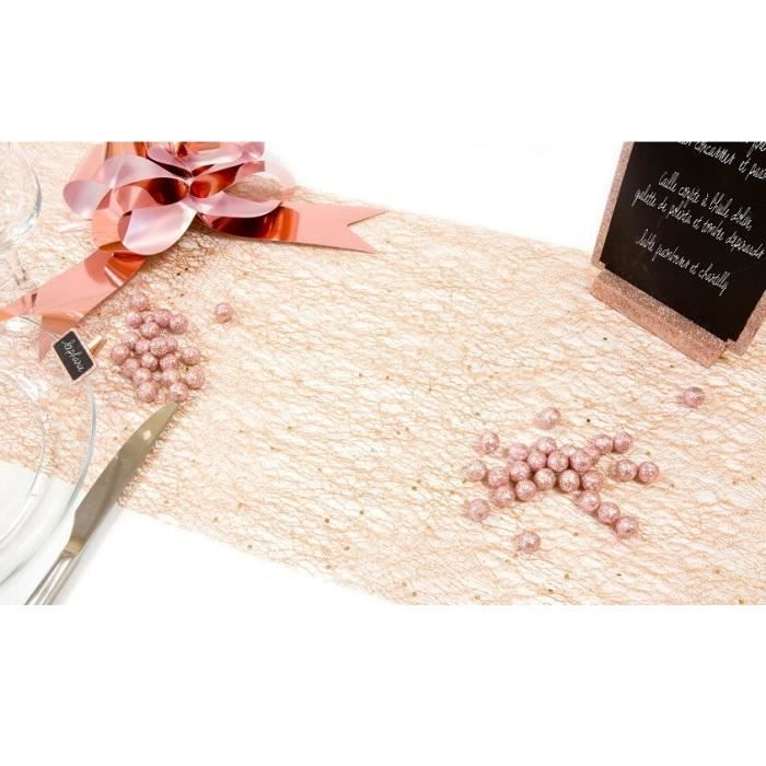 1 Rouleau chemin de table glitter (paillettes) rose gold en tulle 28cm x5m R/TUN215