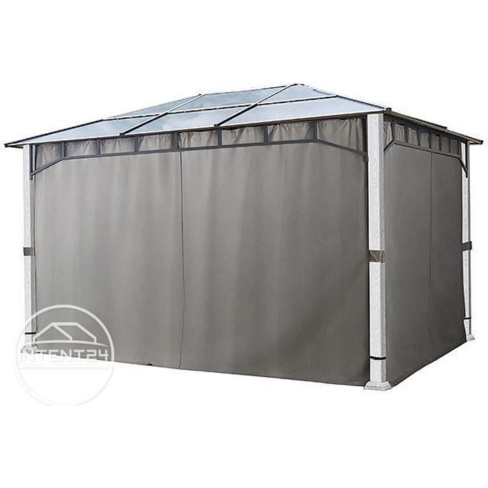 Rideaux (set de 4 toiles) pour tonnelle de jardin Forest Deluxe, 03x04, gris