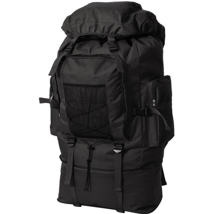 vidaXL Sac à dos en style d'armée XXL 100 L Noir
